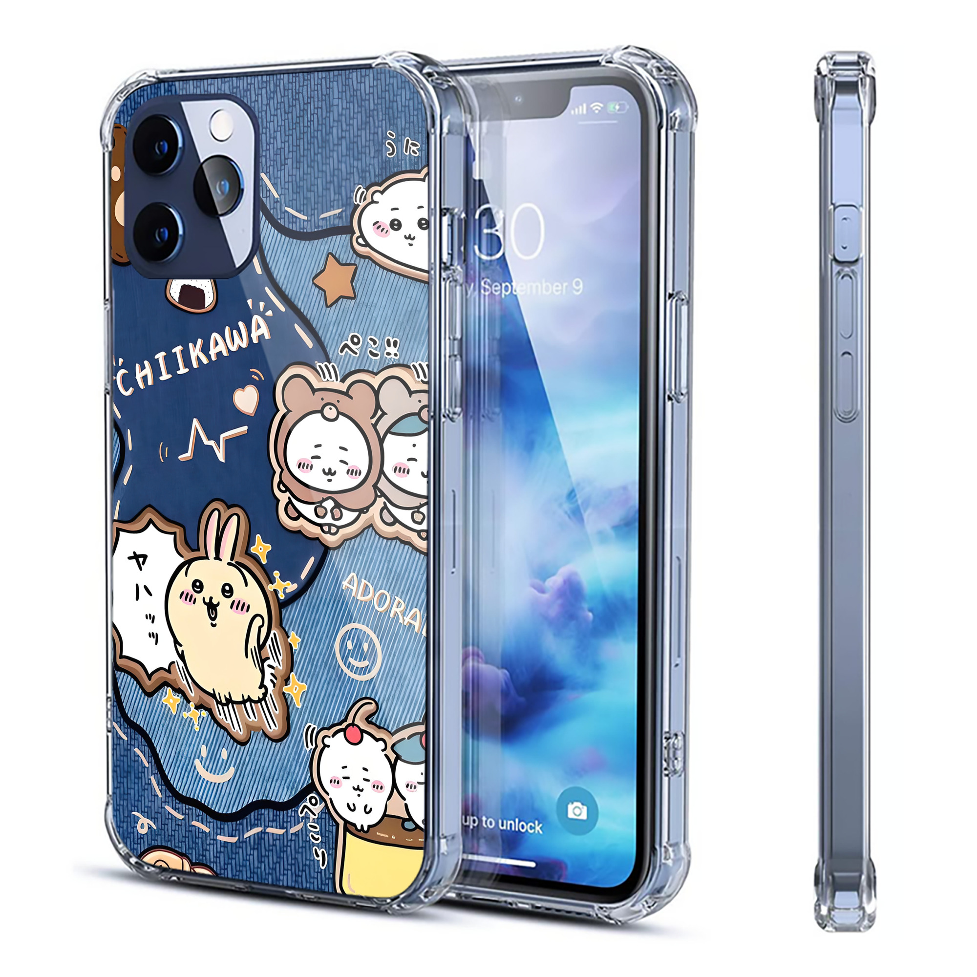 （画像用） ちいかわ Chii-kawa 【iPhone 12シリーズ対応】透明スマホケース（クリアソフトケース）